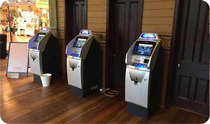 three ATM machines in Australian retail store