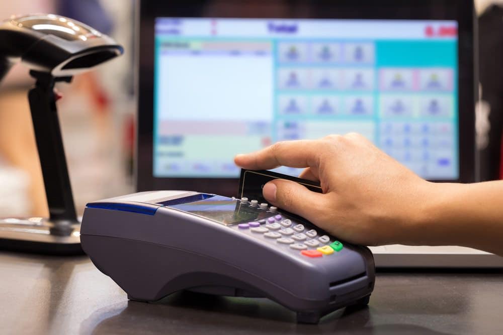 eftpos machine integrated into POS system in australian retail store